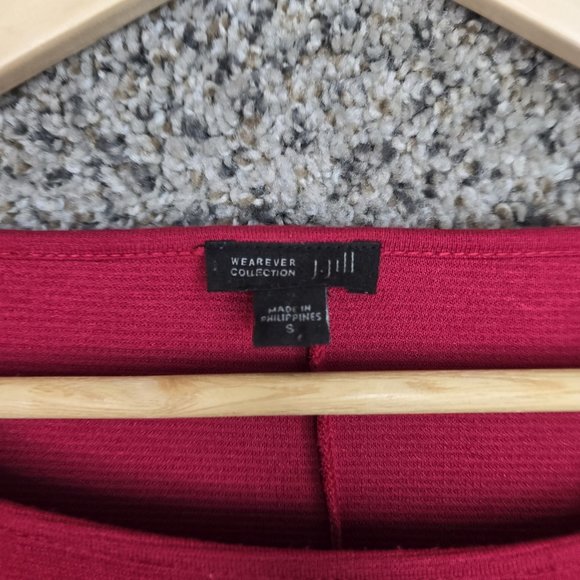 J Jill Top Womens Small Red Ribbed Knit Oversized Wearever Collection Scoop Neck - Picture 6 of 7